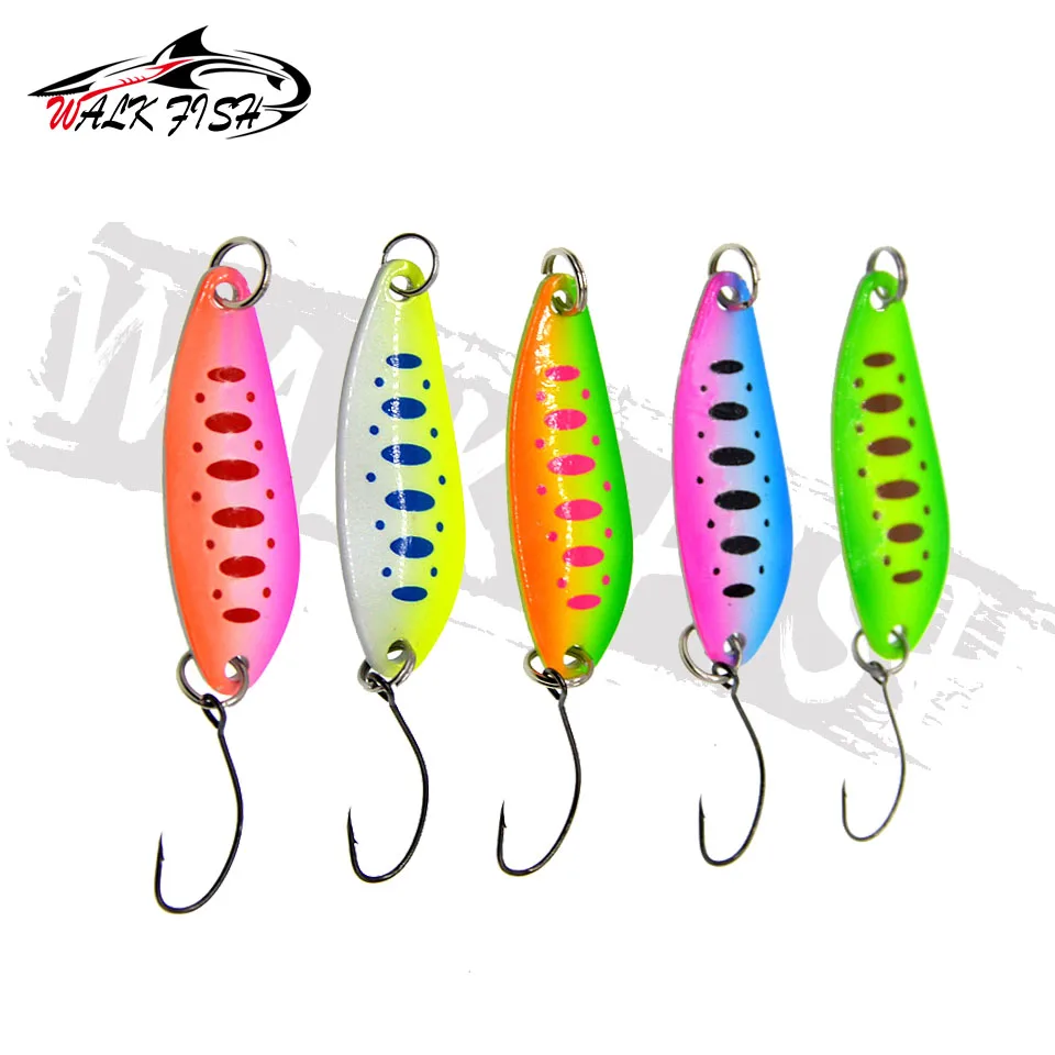 WALK FISH-cuchara giratoria de Metal, señuelo de pesca de trucha, cebo duro de lentejuelas, cebo Artificial de ruido, pequeño Spinner de lentejuelas duras - imagen 5