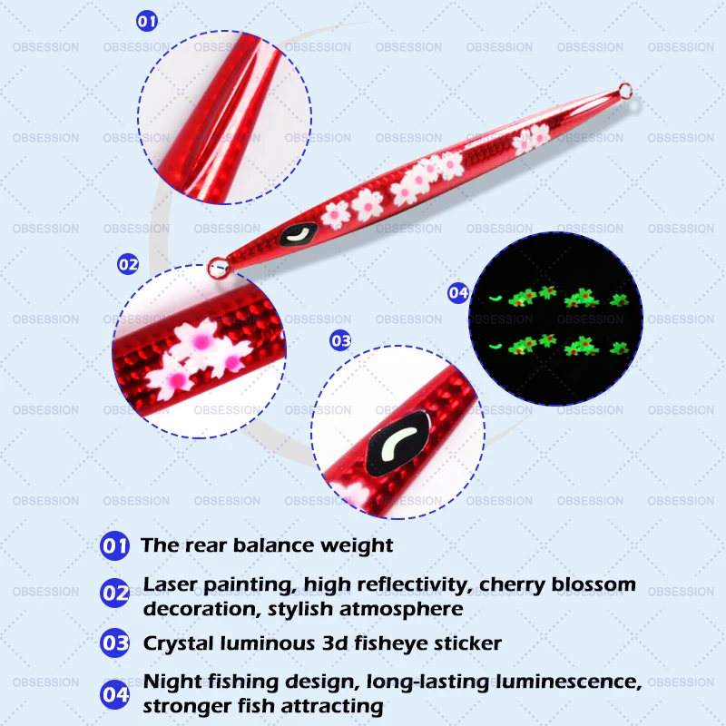 OBSESSION J83 200g 250g 300g señuelo de plantilla de velocidad agua salada plantilla de caída señuelo de Metal plantilla de hundimiento cebo de pesca Shore Casting señuelo de lubina - imagen 4