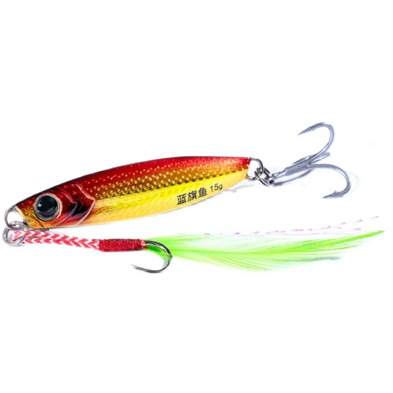 Señuelo de pesca Jigging de placa de hierro de hundimiento lento, Metal BM, 46/51/56mm, 10/15/20g, cebo Artificial Wobbler de tiro largo, nuevo, 3 piezas - imagen 5