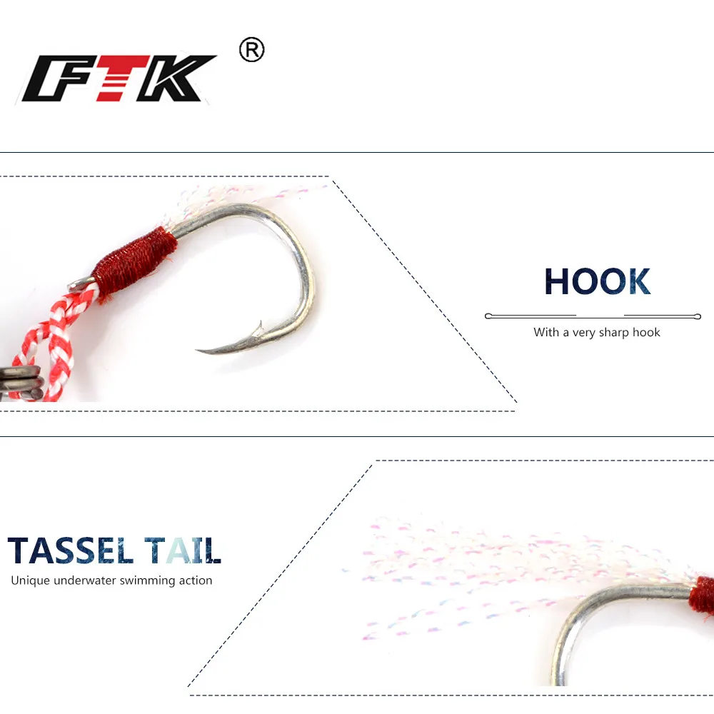 FTK 80g 100g 150g Señuelos de plantilla de metal Señuelos de pesca de aguas profundas Ojos 3D Jigging lento Cebo artificial duro - imagen 5