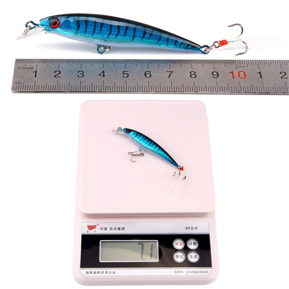 Señuelo de pesca de pececillos, anzuelos de pluma de 9cm y 7g, aparejos de pesca duros artificiales, 10 colores disponibles, 1 unidad