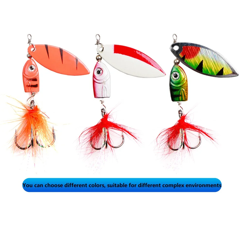 Anzuelos giratorios de Metal para Pesca, Señuelos de Pesca giratorios de 6,8g-12,7g, con plumas, accesorios de pesca, 1 Uds. - imagen 2