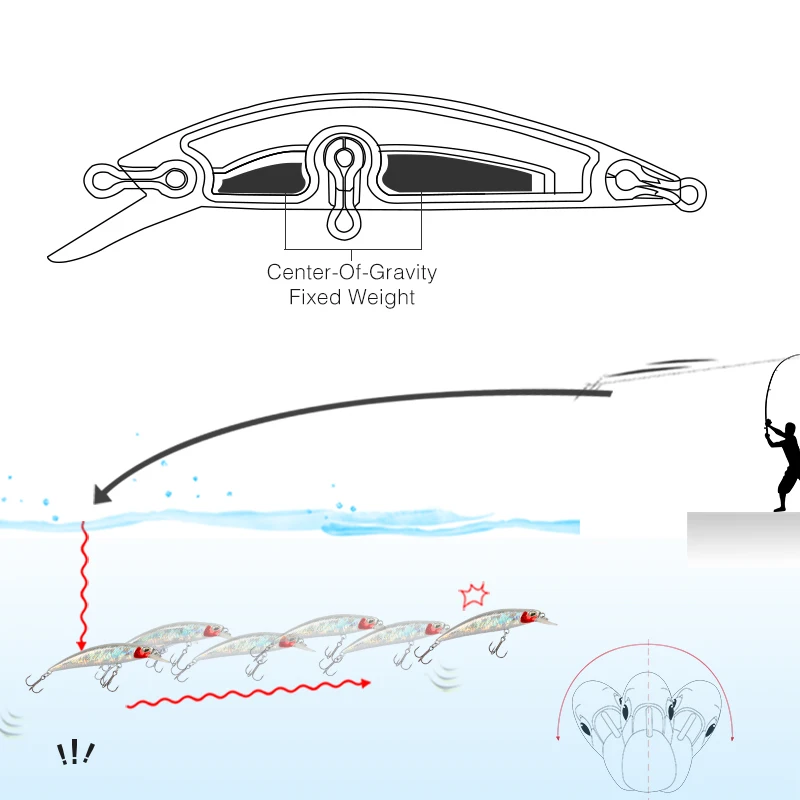 TSURINOYA-señuelo de pesca de pececillo que se hunde, DW75, Jerkbait Wobbler 70S, 70mm, 8,9g, cebo duro para pesca de trucha dulce - imagen 3