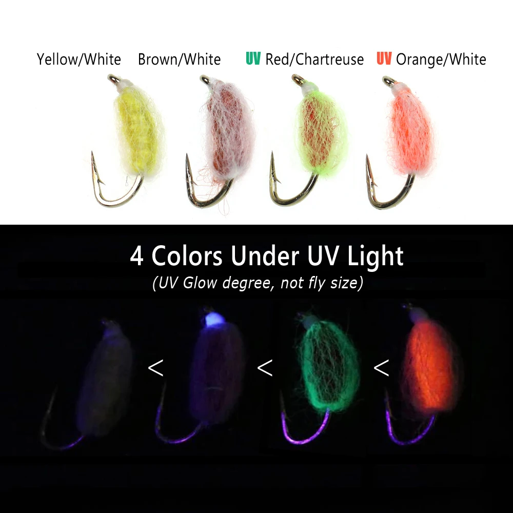 Bimoo-señuelos de pesca de trucha, salmón, huevo, mosca, ninfas, Bug, mosca húmeda, huevos ovalados, cabeza de acero, señuelos de pesca con mosca, señuelos UV, naranja, rojo, #14, 6 piezas - imagen 5