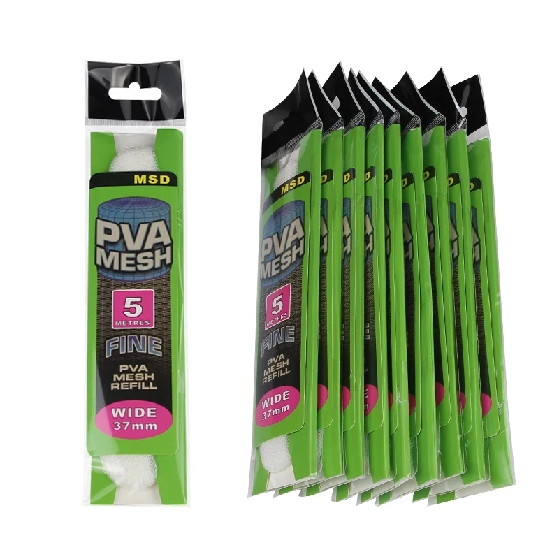 Malla PVA de 5M, 25mm, 37mm, alimentador de pesca de carpa, trampa, bolsa de cebo, redes solubles en agua para golpear el nido, 10 unidades por lote - imagen 5