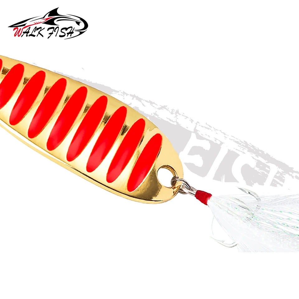 WALK FISH señuelo de cuchara de Pesca, Señuelos duros con pluma de metal, 5g, 7g, 10g, 15g, 20g, 30g - imagen 5