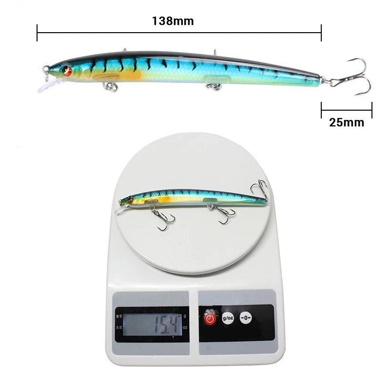 Señuelo de Pesca con ojos 3D flotante, pececillo artificial, Wobblers, 13,8 cm, 15,4G, aparejos de Pesca de plástico duro, 1 unids/lote
