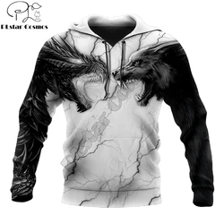 Sudadera de pesca con capucha – Estampado 3D dragón y lobo