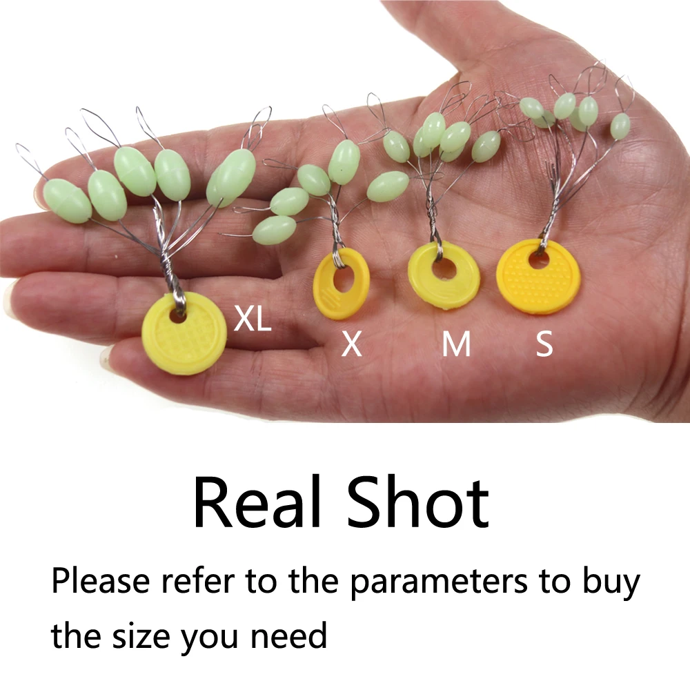 8 juegos = 48 Uds. De topes de gran tamaño, cuentas de amortiguación de goma suave luminosas para equipos de pesca de agua salada, accesorios de pesca prácticos - imagen 5