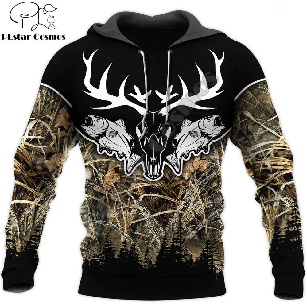 Sudadera con capucha de otoño para hombre con estampado 3D de caza y pesca, ropa de calle Unisex, chaqueta informal con cremallera, jersey KJ592 - imagen 4