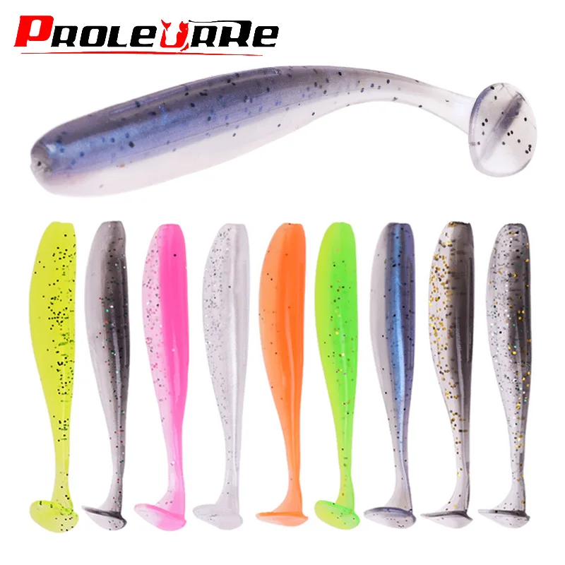 Proleurre Shad gusano cebo suave 95mm 75mm 50mm T cola Jigging Wobblers señuelo de pesca aparejos lubina Lucio aritificial silicona Swimbait