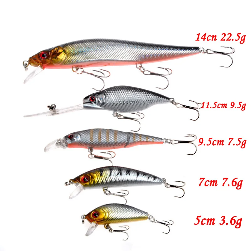 Señuelos de pesca mezclados, 5 estilos diferentes, modelo de pececillo, Wobblers de carpa de alta calidad, aparejos de pesca, cebo duro Artificial, nuevo, 5 unids/set