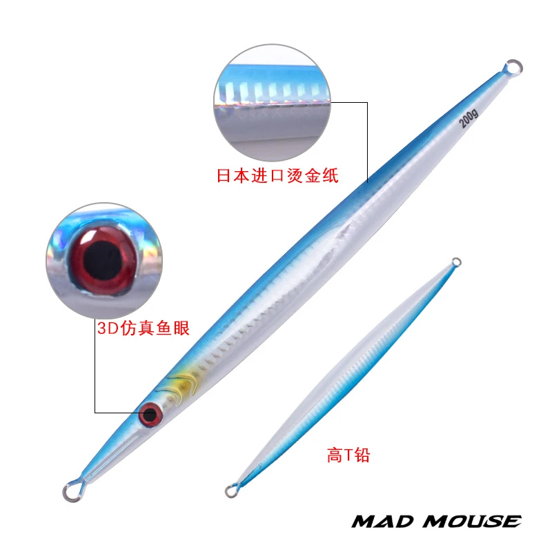 MADMOUSE-señuelo de Metal artificial para pesca vertical, plantilla de 60g, 80g, 150g, 200g - imagen 5