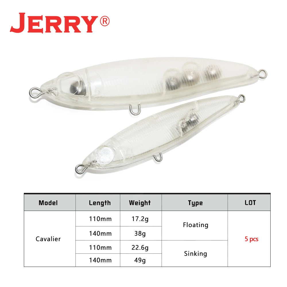 Jerry Cavalier Trolling Stickbait espacios en blanco superficie sub-superficie lápiz señuelo sin pintar gran barco de juego Señuelos de pesca de agua salada - imagen 2