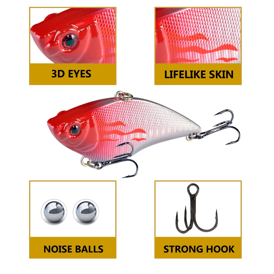 1 Uds. 16g/7cm sonajero VIB hundimiento vibración señuelo de pesca Artificial de plástico duro Lucio cebo de lubina aparejos de pesca Crankbait - imagen 3
