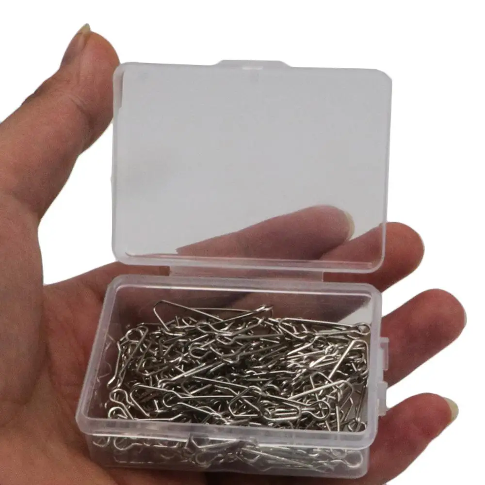 50/100 unids/caja mar Snap ganchos para pescar Acero inoxidable pesca Swivels gancho conector de sedal 00/0/1/2/3/4 # Snap Clips - imagen 5