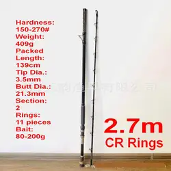 Caña fibra de carbono Trut King Grouper 40 Kgs - 3 secciones mar