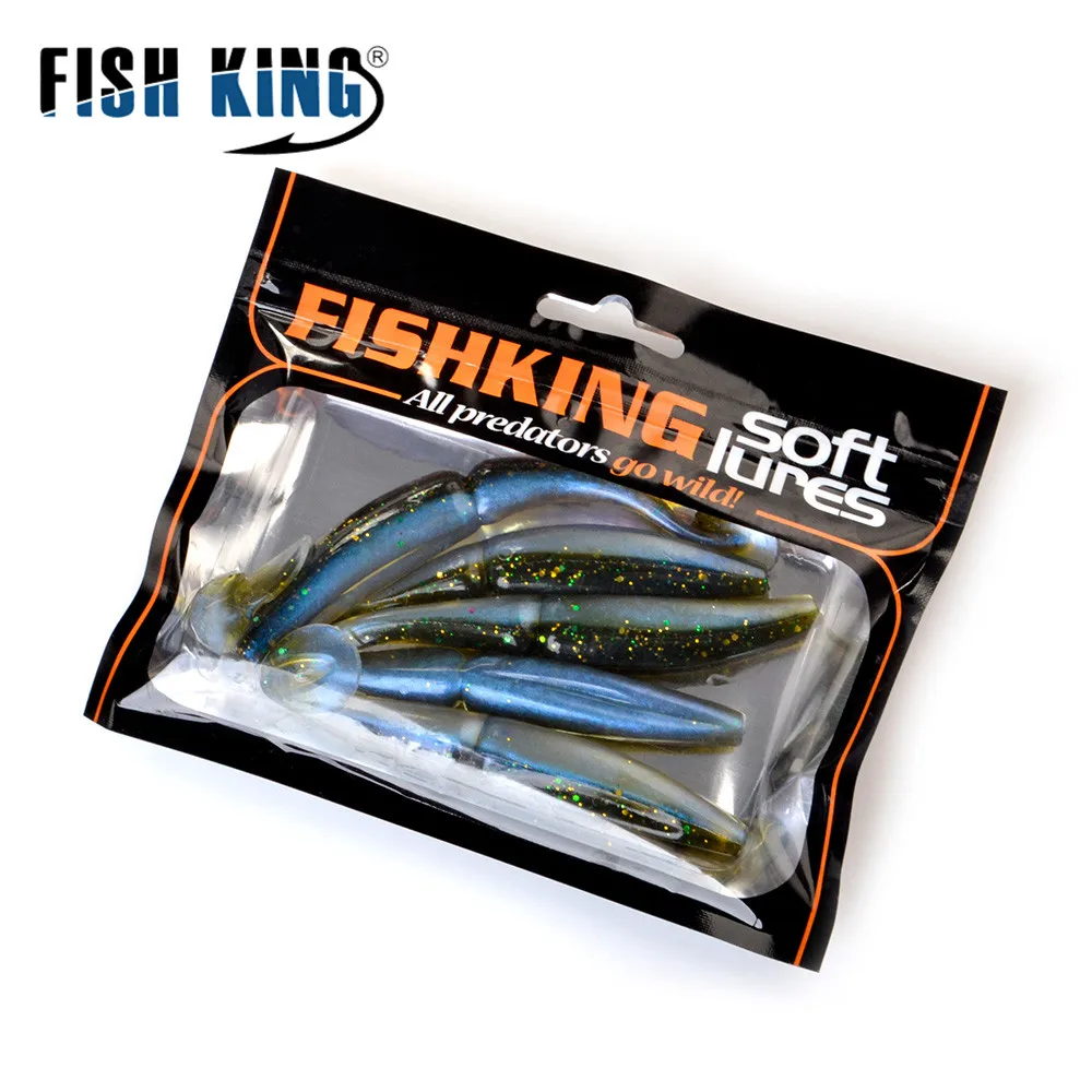 FISH KING-señuelo de pesca de silicona suave, 9-10,5 cm, cola en T, 6-10 Uds., cebos artificiales de goma, Wobblers para lubina