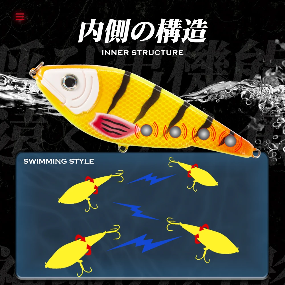 Hunthouse-señuelo de Pesca de Lucio, cebos de hundimiento lento, Crankbait Wobblers para aparejos de lubina de agua dulce LW518 - imagen 2