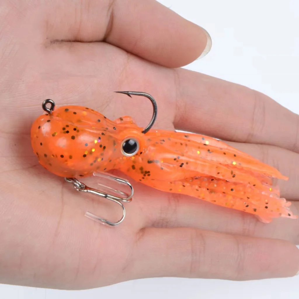 Pulpo Swimbait señuelo de pesca suave, cola de falda, cabeza de plantilla de Metal para agua salada, pez Roca, Lingcod, lubina, 23g, 9cm - imagen 2