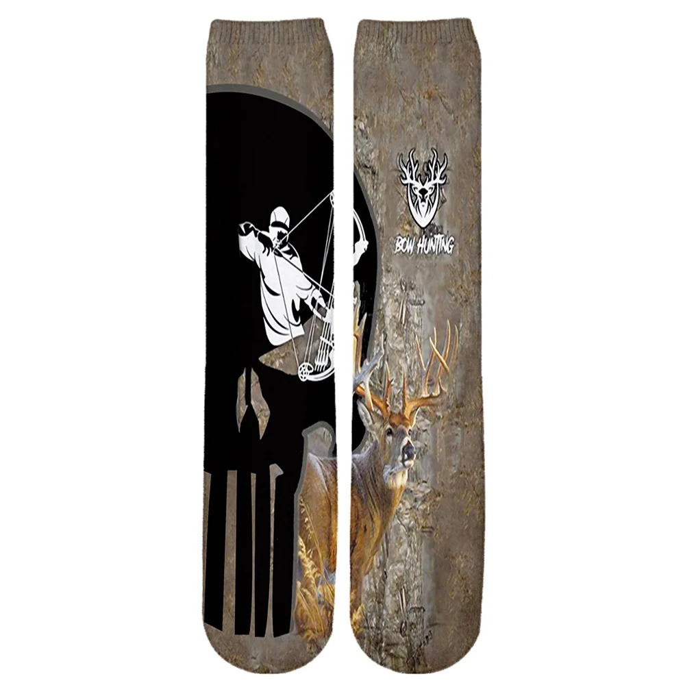 Calcetines de marca PLstar Cosmos, envío directo, nueva moda 2021, calcetín para hombre, caza de patos y lobo, estampado 3D, calcetín informal hasta la rodilla Unisex - imagen 3