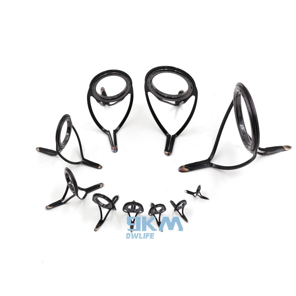 Guías de caña de pescar 50 ~ 120 piezas Kit de reparación negro construcción resistente 6 # -50 # Pesca en agua dulce y salada de acero inoxidable y cerámica - imagen 2