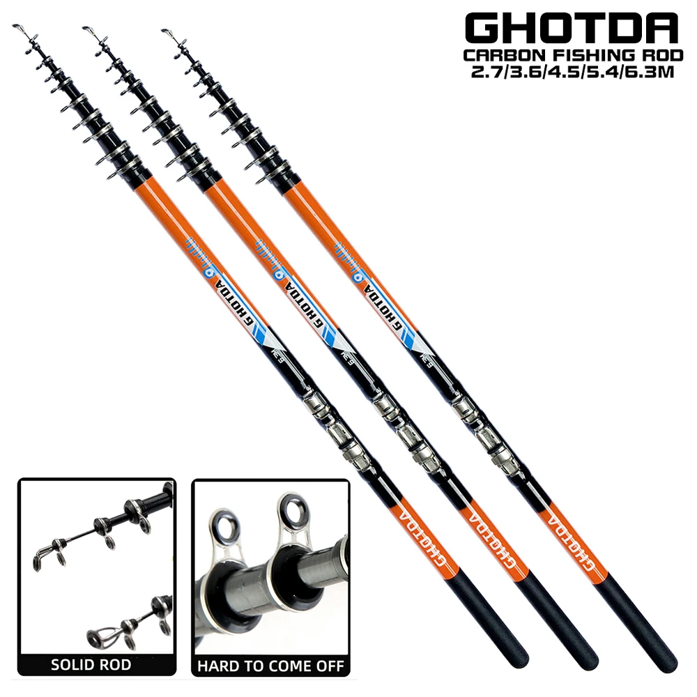 Ghotda-anillo guía de cerámica liso, caña de pescar superdura telescópica, 2,7/3,6/4,5/5,4/6,3 m - imagen 2