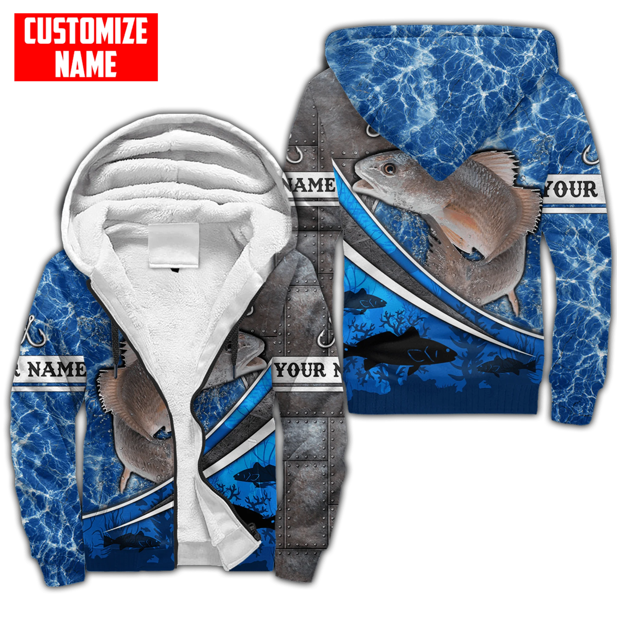 Sudadera térmica de pesca con capucha – Atún 3D para invierno - imagen 3
