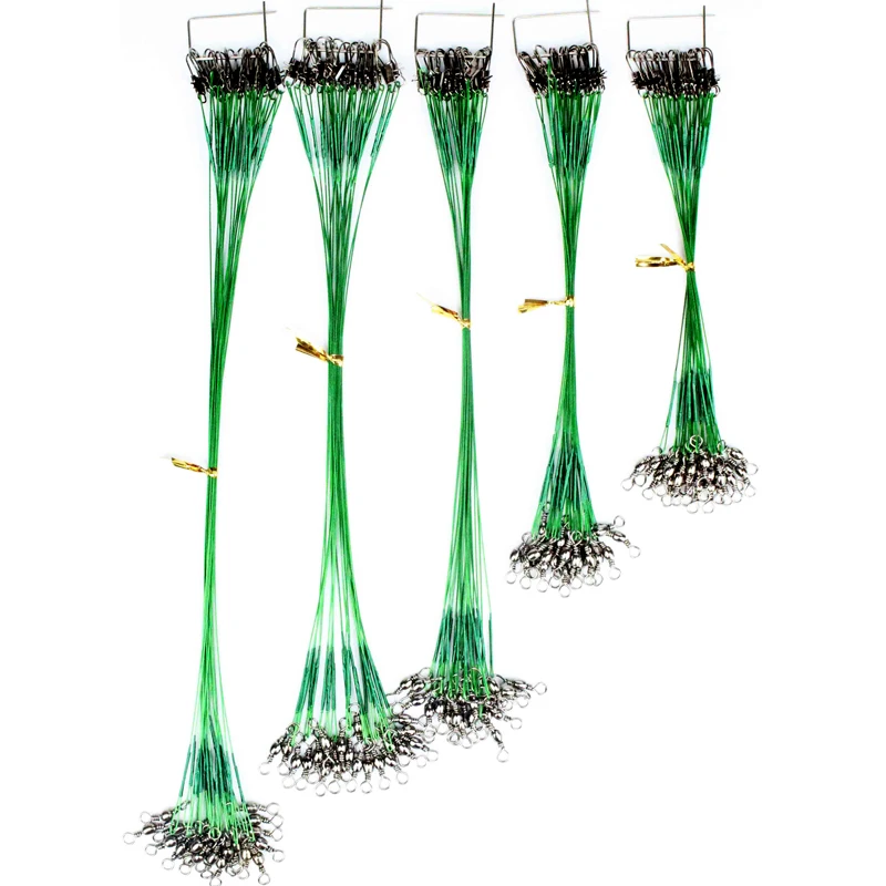 Sedal de pesca de acero antimordedura, hilo de 15cm20cm25cm30cm, líder de alambre de acero con accesorio giratorio para pesca, correa de núcleo de plomo, 20 Uds. - imagen 5