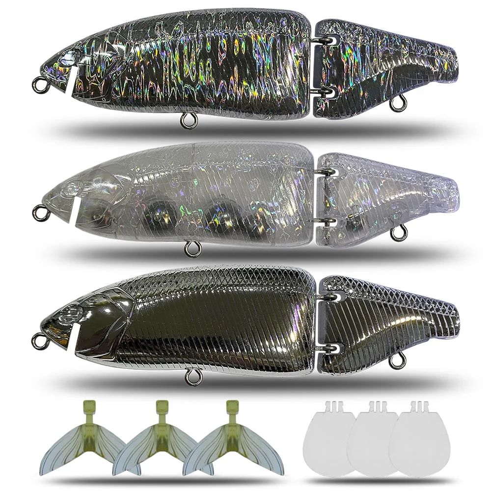 Cebo articulado de 135mm, 30g, sin pintar, Swimbait, Señuelos de Pesca, cuerpo duro, Lucio flotante, aparejos de pesca - imagen 5