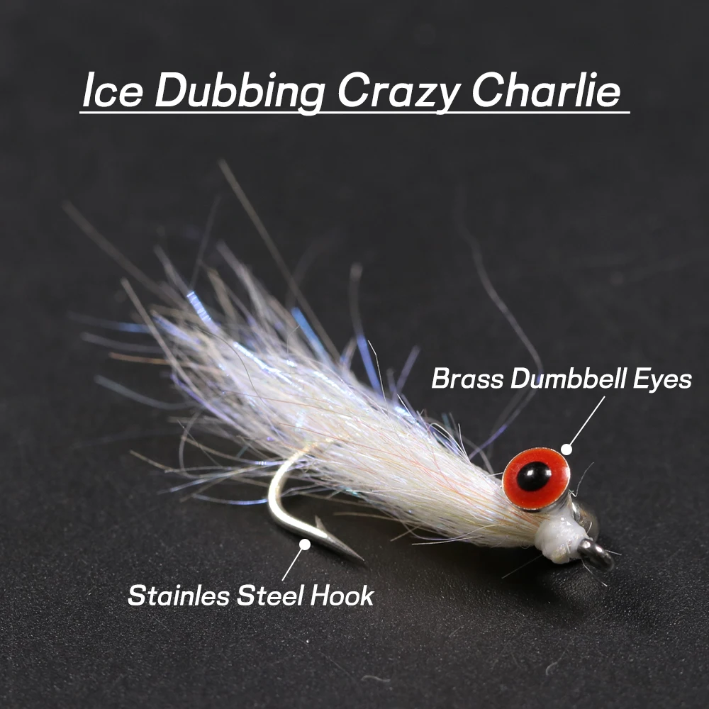 Bimoo 14 unids/caja # 6 # 8 dobladillo de hielo Crazy Charlie anzuelo de acero inoxidable moscas de pesca señuelo artificial cebo para lubina trucha arcoíris - imagen 2