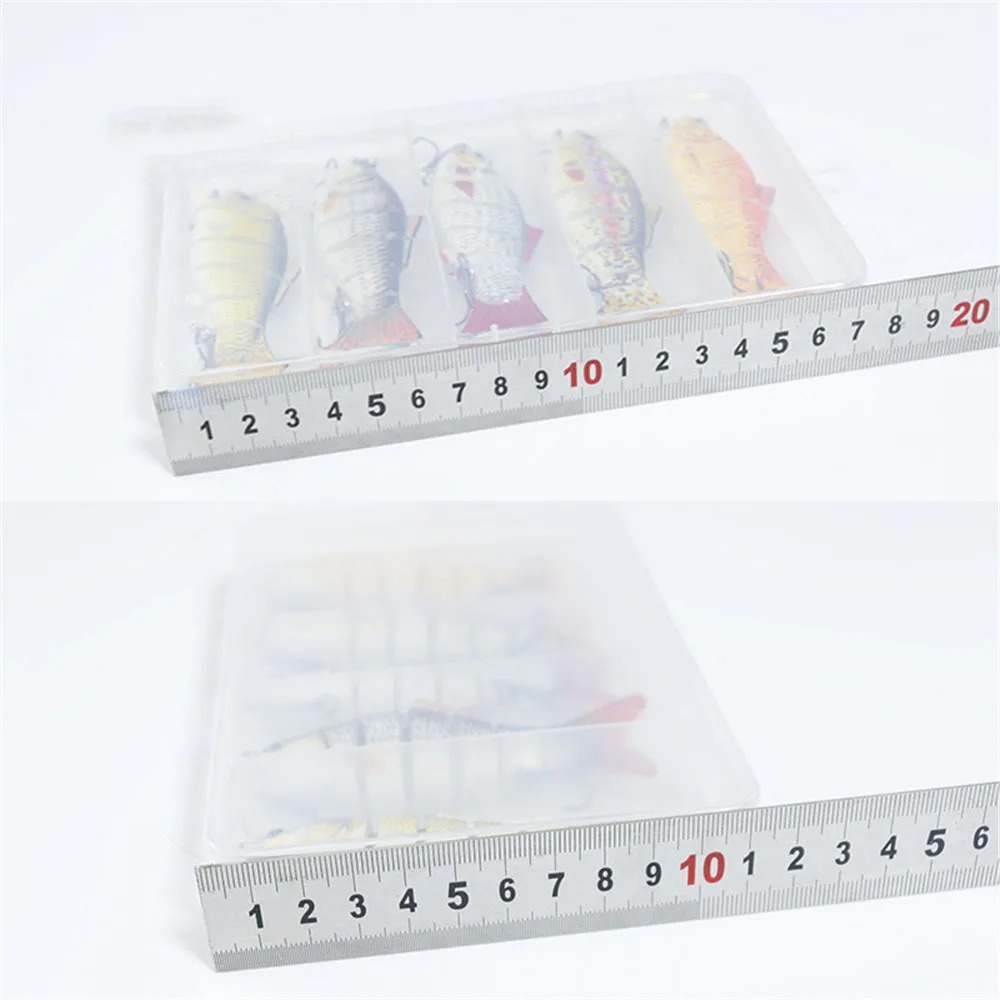 5 unids/caja Wobblers que se hunden 6 segmentos Señuelos de pesca multiarticulados Swimbait cebo duro aparejos de pesca para lubina Isca Crankbait - imagen 5
