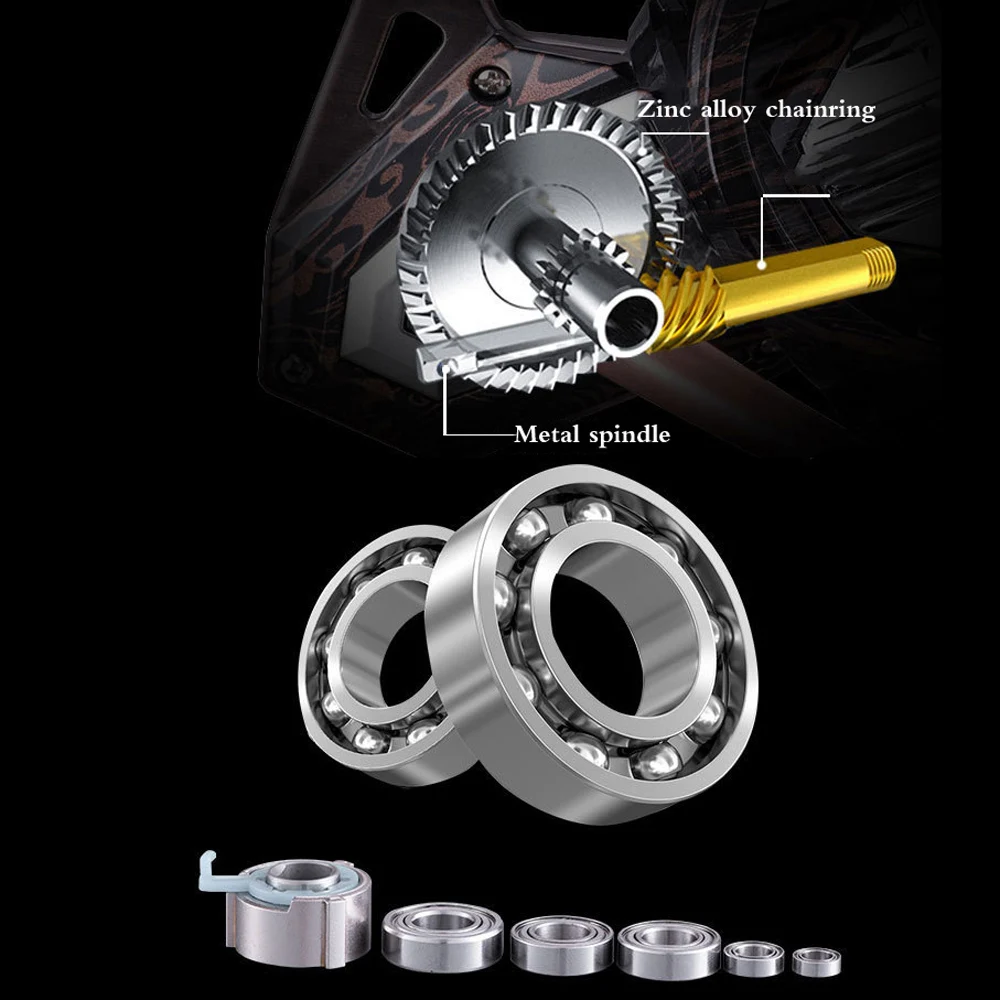 Carrete giratorio de pesca de aleación completa, rueda giratoria de pesca de carpa, mango de Metal, bobina de carrete CNC, tallado hueco en agua salada, 12 + 1BB - imagen 4