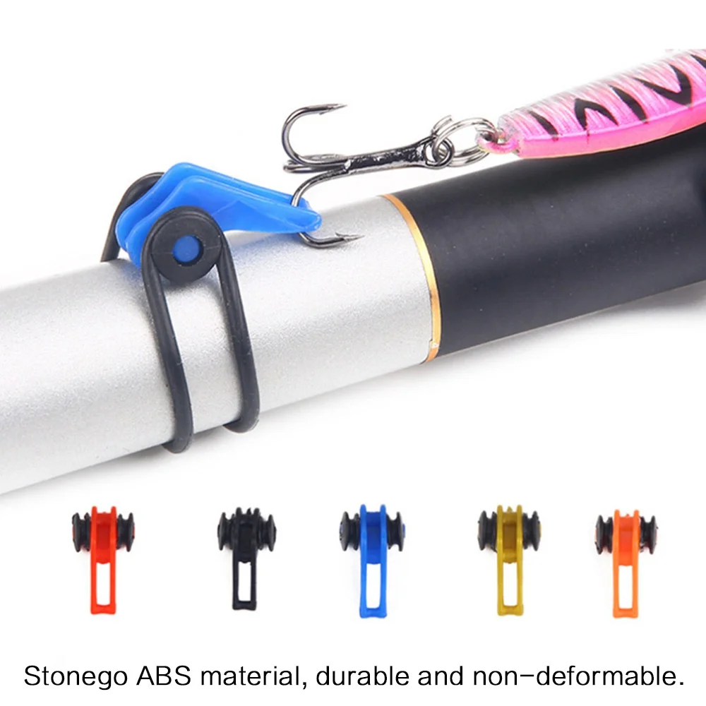 FLYSAND-soporte de plástico para anzuelo de pesca, ganchos para caña de pescar, Señuelos de Pesca, soporte de seguridad para cebo, 5 colores, 10 Uds. - imagen 5