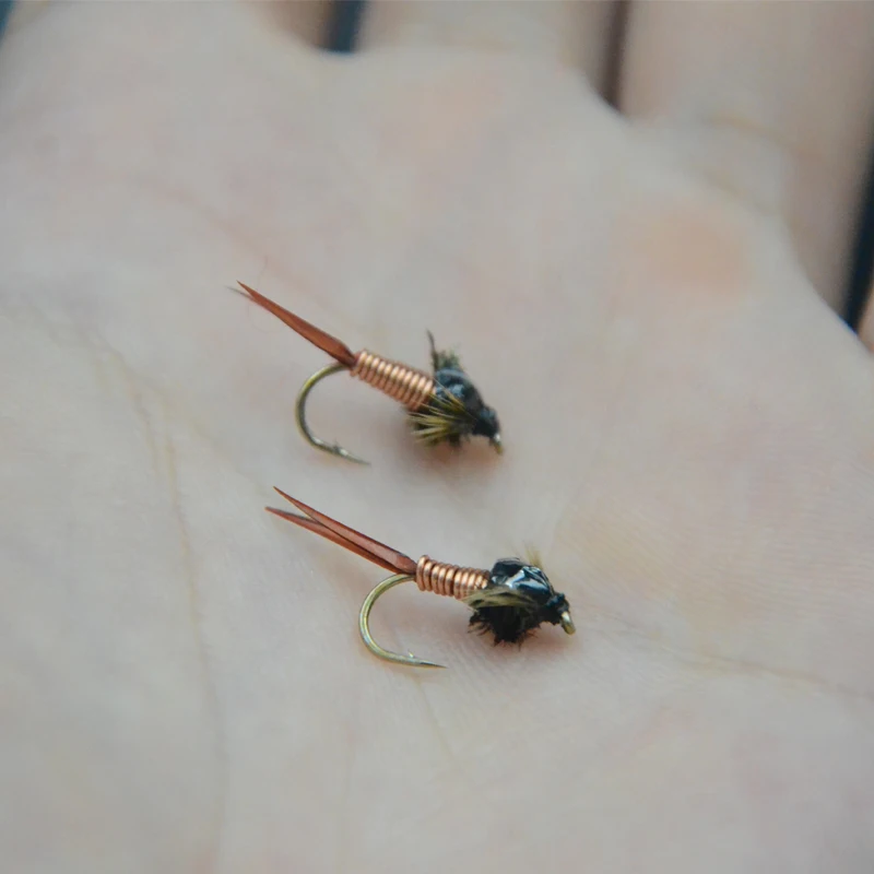 Señuelos duraderos y llamativos para pesca, larvas de Mayfly múltiple, de cobre, de hundimiento rápido, 5 piezas, 12 # - imagen 3