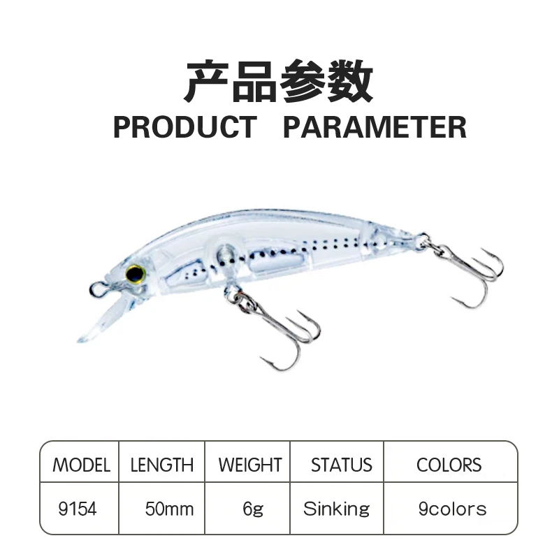 Señuelos de Pesca de pececillos, 1 piezas, ojos 3D, 50Mm, 6G, cebo de Lucio que se hunde, Wobblers, cebo duro, Crankbait Artificial - imagen 3