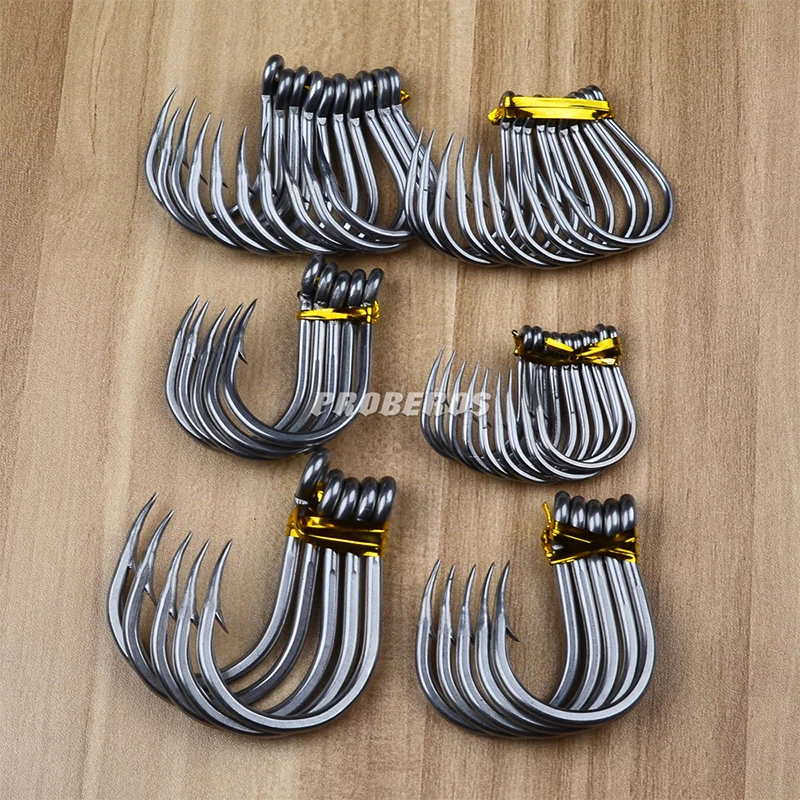 Ganchos de pesca de mar, anzuelo con púas, anzuelo de carpa circular grande, acero rico en carbono, lubina, bagre, aparejos de anzuelo, 5 uds.