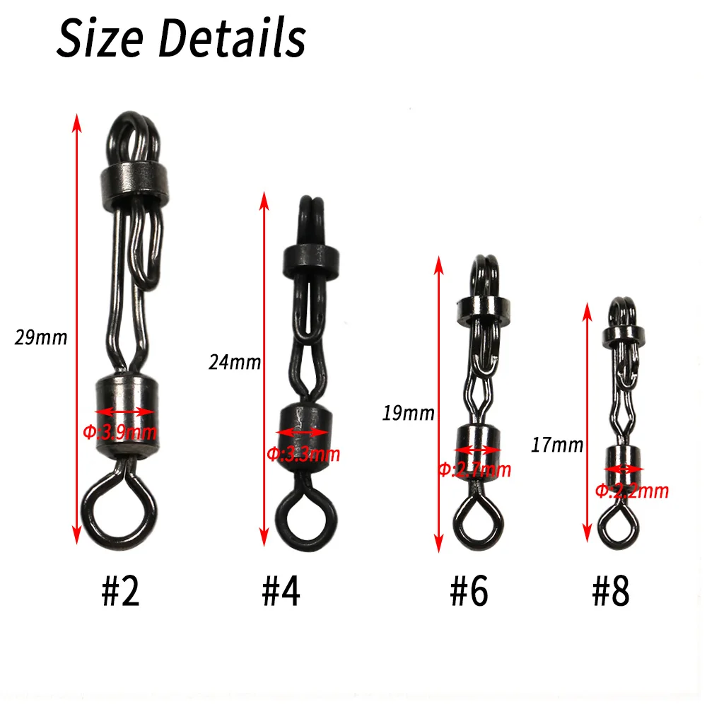 ICERIO-bloqueo de almeja de latón 20 piezas, eslabones de cambio rápido para líder de pesca de carpa, Conector de línea, accesorios de pesca