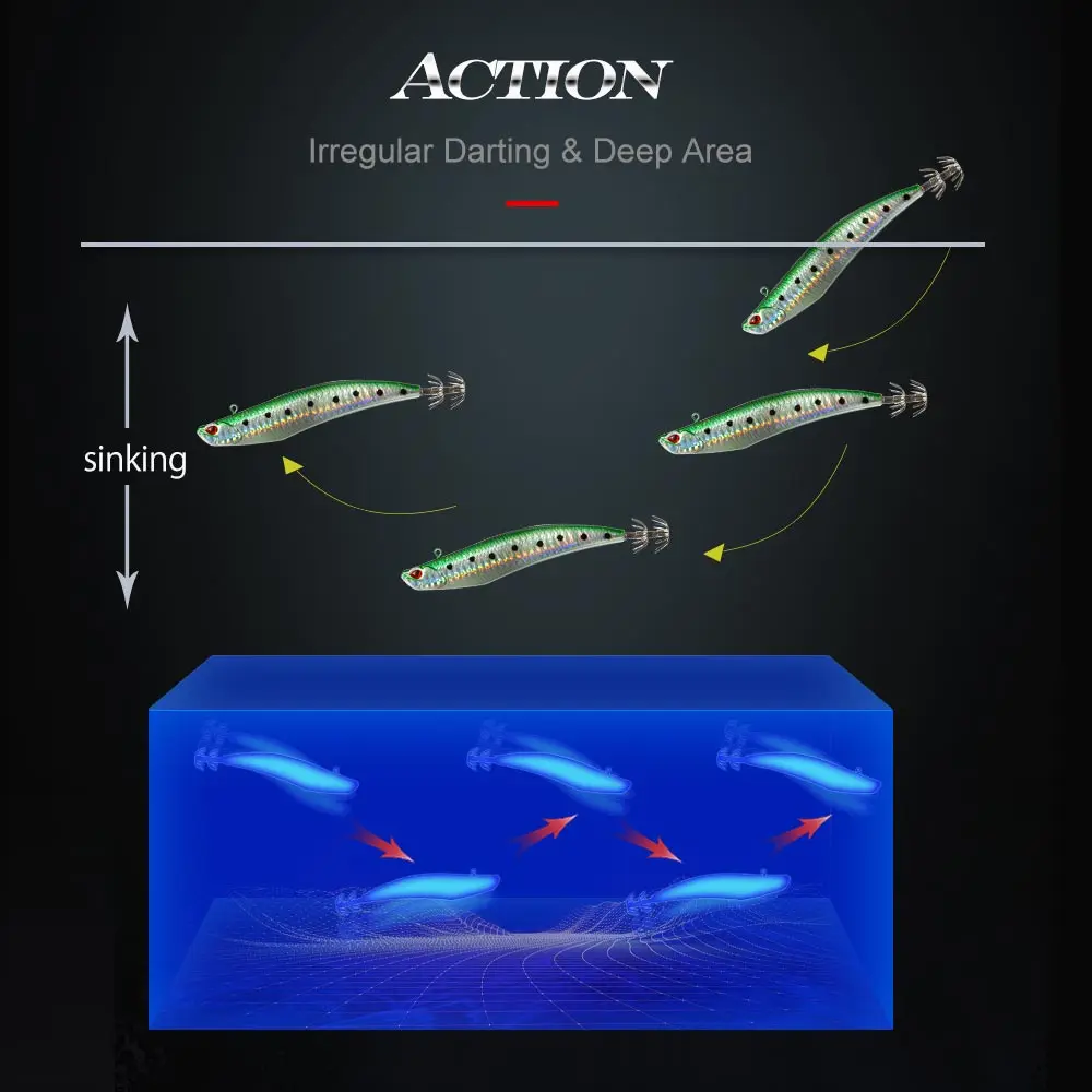 Hunthouse-señuelo duro de pesca jigging, lápiz de calamar D, LW522, 110mm, 30g, suqid, leurre tip-run, gancho EGI para turlutte, 3 uds. - imagen 3
