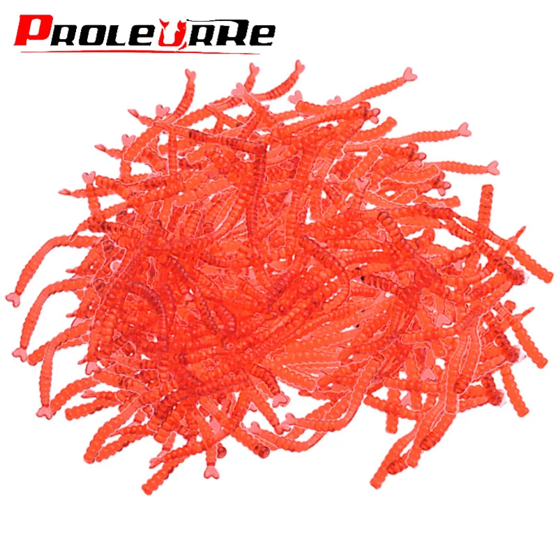 Cebo suave de gusano rojo realista, señuelo de pesca de silicona con olor a pescado, camarón, fácil brillo, Isca, cebo Artificial para lubina, carpa, Tilapia, 2cm