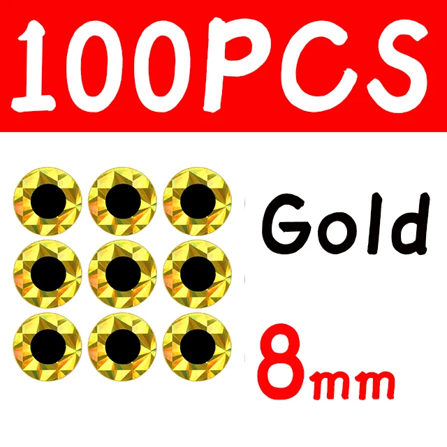 100pcs 8mm Gold