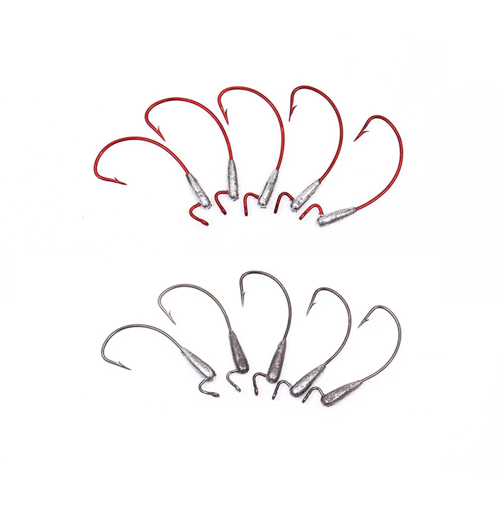Anzuelos de plomo con cabeza de plomo, 5 piezas, manivela pesada, de acero al carbono, afilados con púas, para señuelos suaves, herramientas de aparejos de pesca - imagen 4