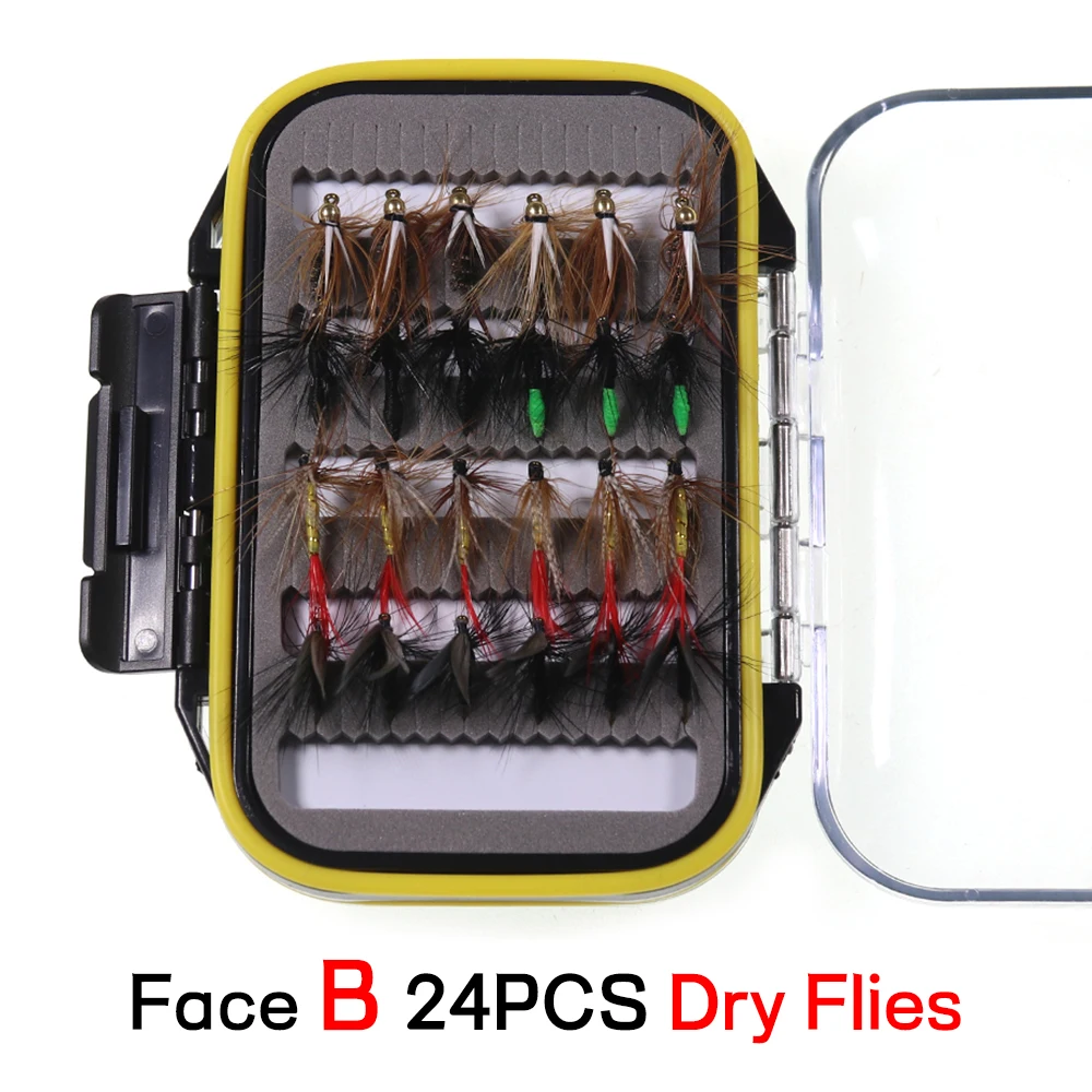 Material de atado de moscas, señuelo de Pesca con mosca, moscas secas/húmedas, ninfa, cebo de Pesca Artificial para carpa, aparejos de Pesca de Primavera/caja, 24/48 piezas - imagen 4