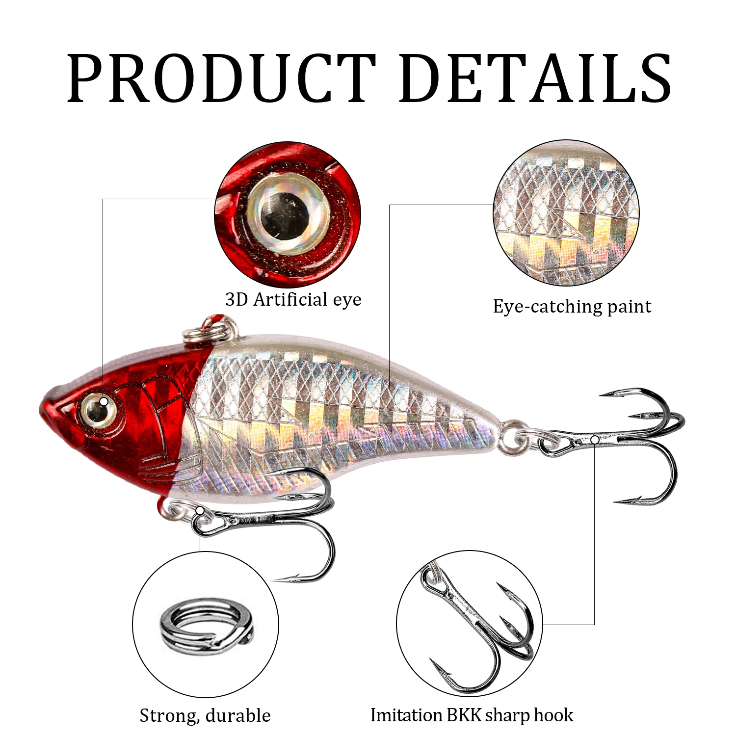 Señuelo de pesca VIB, 1 piezas, 5cm, 14,5g, cebos artificiales con vibración, Wobblers de pesca en hielo, aparejos de pesca de lubina, Crankbait - imagen 3