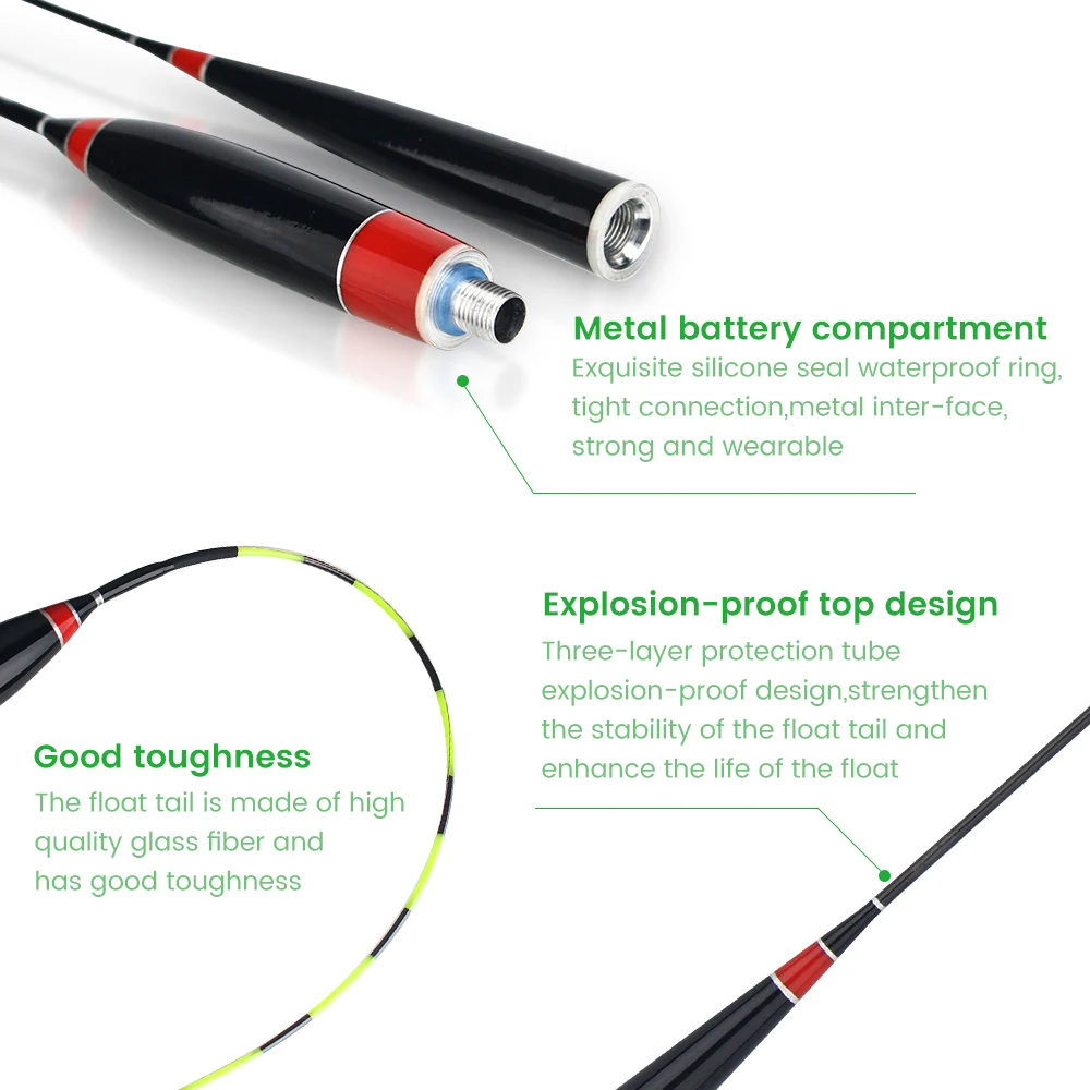 TIANNSII-Juego de flotador electrónico de pesca Led inteligente luminoso + batería no recargable, mordedura de pescado, recordatorio automático, cambio de Color - imagen 4