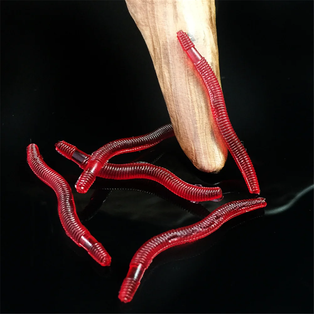 Cebo lombriz rojo realista silicona 35mm sabor camarón pesca - imagen 3