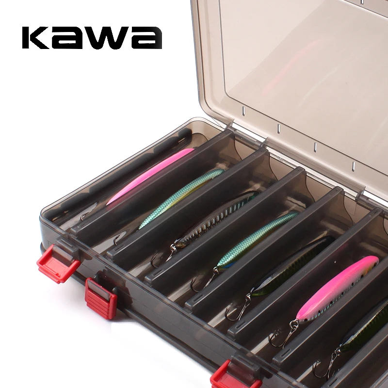 14/10 compartimentos de doble cara, nueva caja de pesca marrón KAWA, caja de plástico Visible transparente de alta resistencia con orificio de drenaje, - imagen 5