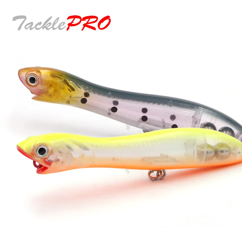 TacklePRO-señuelo de pesca con cabeza de serpiente PO09D, wobblers flotantes de 135mm/106mm, de fundición larga, con anzuelos Mustad