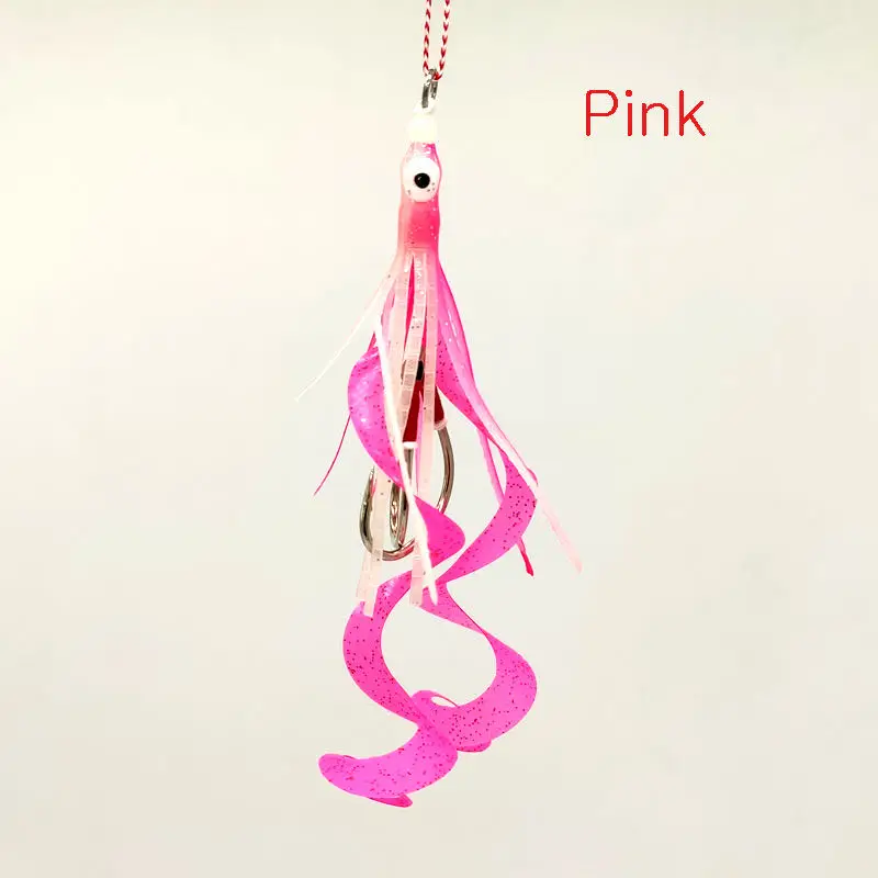 Anzuelos de asistencia brillante con faldas de calamar, accesorios de pesca en el mar, plantilla lenta luminosa, 30 unidades por lote - imagen 4