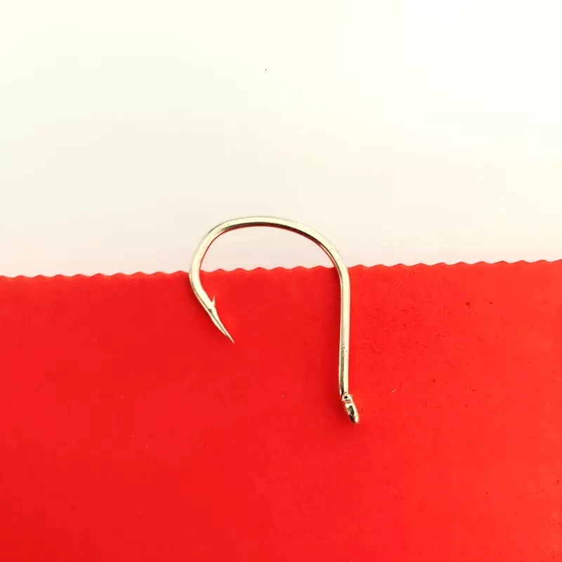 100 Uds. Productos de Pesca agua de mar brillante estaño chapado pescado púas círculo gancho pesca perca carpa aparejos de Pesca de lubina Jig Head Pesca - imagen 2